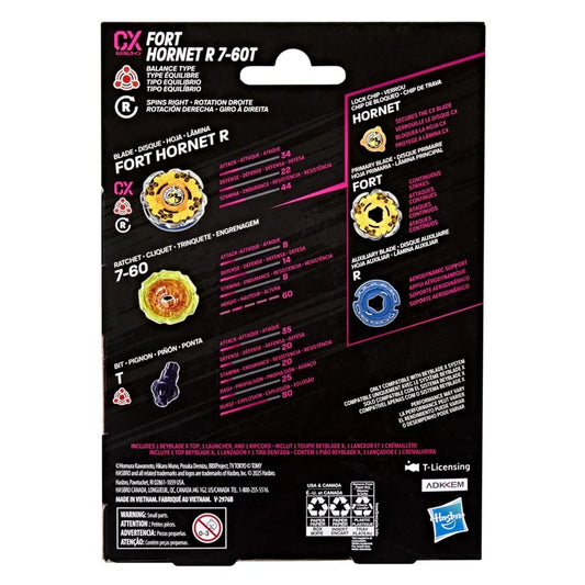 Beyblade X Fort Hornet R 7-60T CX Starter Pack Set with Balance Battling Top & Launcher