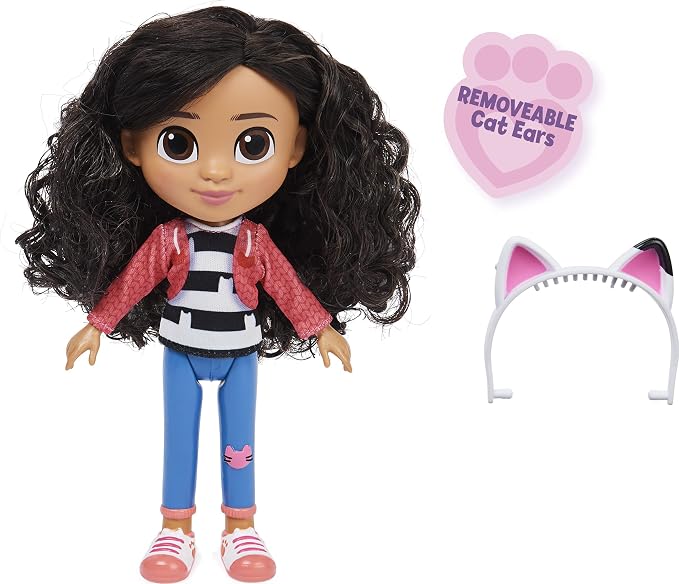 Gabbys Dollhouse 8-inch Gabby Girl Doll | 8-Inch Gabby Doll, Realistic Details, Removable Cat Ears, Soft & Curly Hair, Kids Toys For Girls & Boys Ages 3+